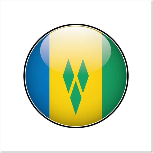 St Vincent and The Grenadines National Flag Glossy Button Wall Art by IslandConcepts